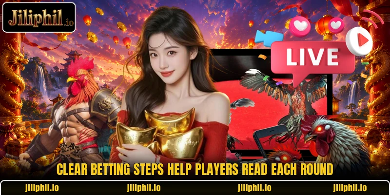 Clear betting steps help players read each round Clear betting steps help players read each round