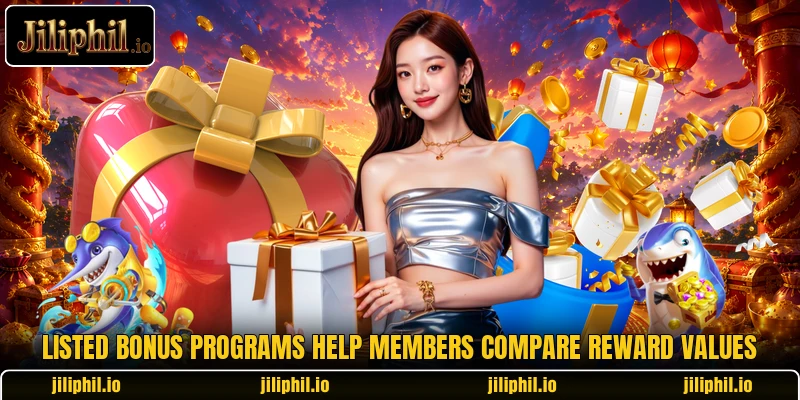 Listed bonus programs help members compare reward values