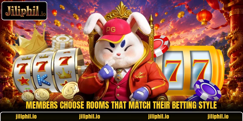Members choose rooms that match their betting style Members choose rooms that match their betting style