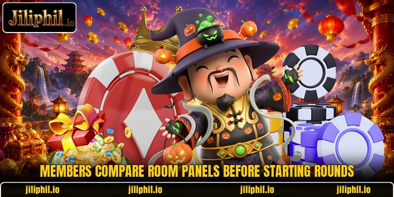 Members compare room panels before starting rounds