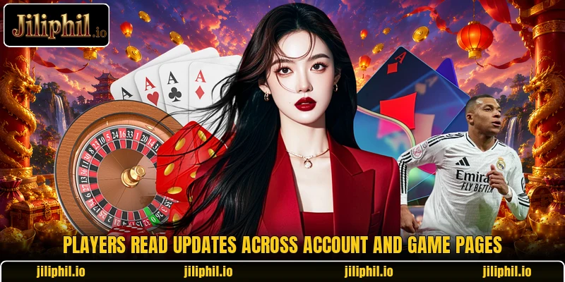 Players read updates across account and game pages