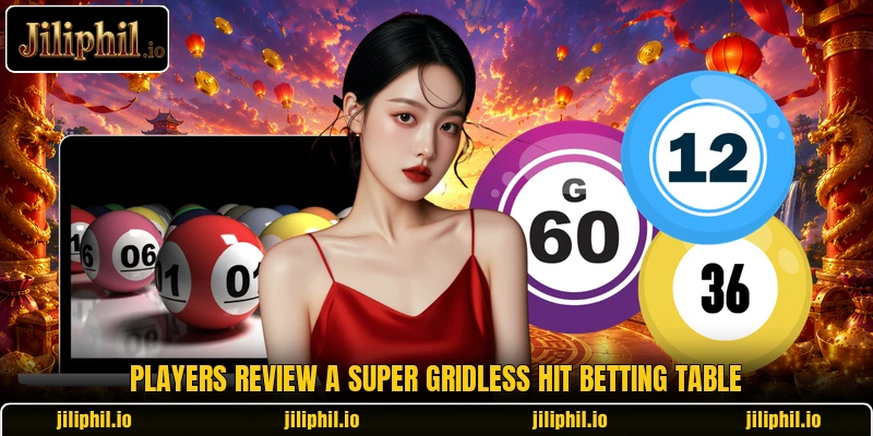 Players review a Super Gridless Hit betting table Players review a Super Gridless Hit betting table