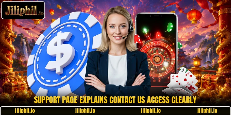 Support page explains contact us access clearly